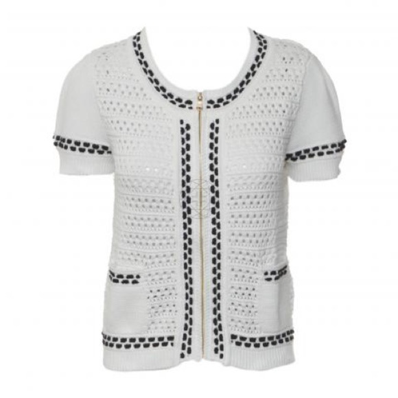 RED VALENTINO
Ribbon-Trimmed Crotchet Zip-Up Top (P) - Picture 2 of 5